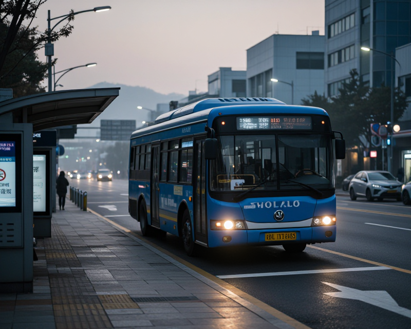 Atmospheric Seoul Bus at Dawn