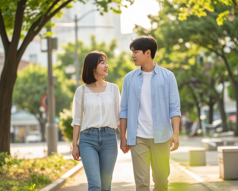 A peaceful moment of a young couple