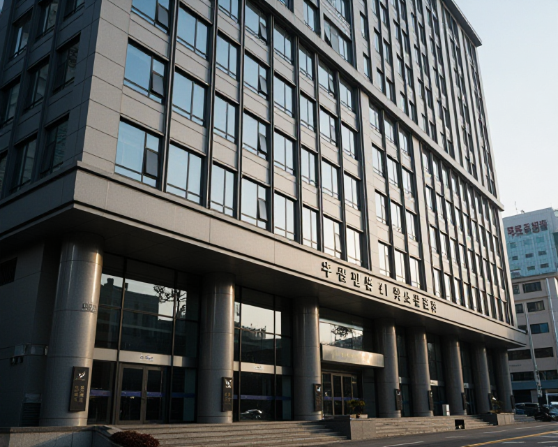 Modern Korean Police Headquarters at Dawn