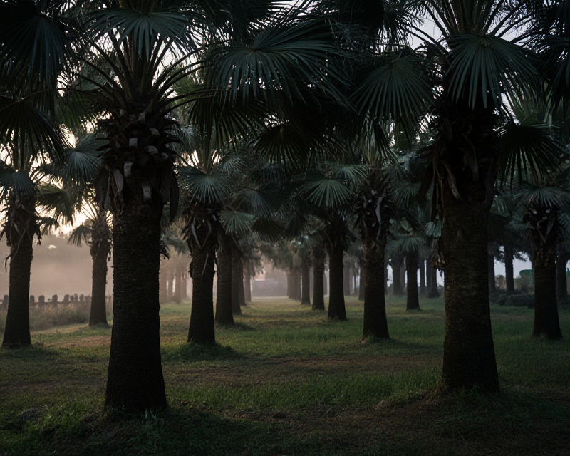 Jeju Palm Tree Farm at Twilight