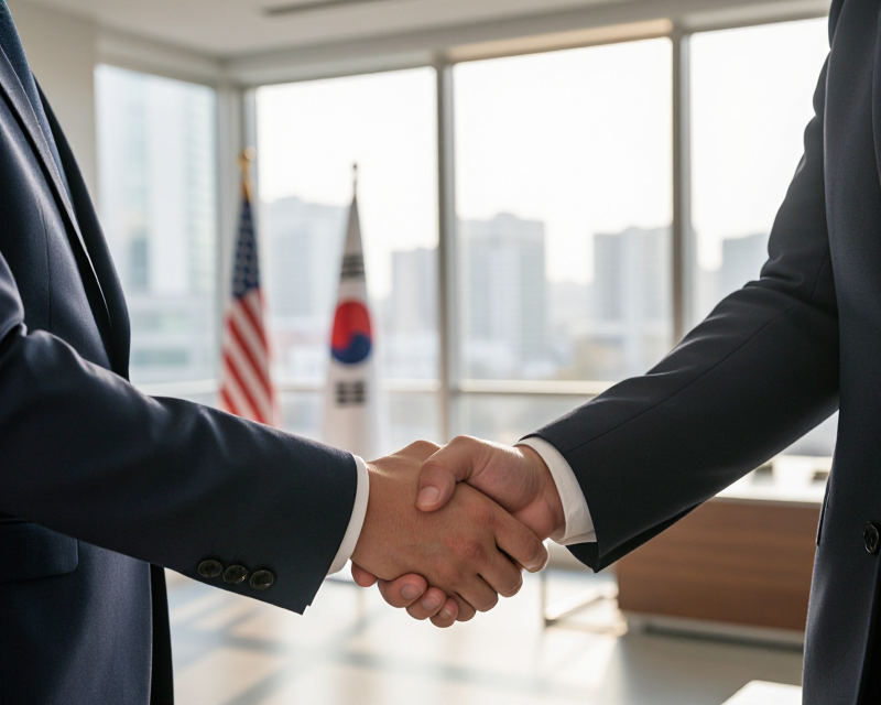 Diplomatic Handshake in Seoul