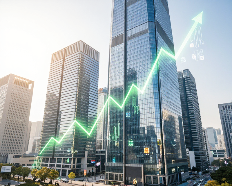 Seoul Financial District with Stock Growth