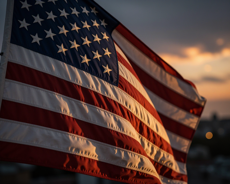 Symbolic American Flag at Twilight
